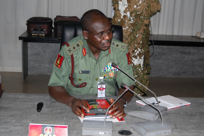The Chief of Army Staff, Lieutenant General Tukur Yusuf Buratai making remarks after receiving the report_Fotor officers Kaduna Soldiers Coup Brazilian Nigeria Nigerian Army pro-trump biafra pro-biafra Tukur Buratai Biafra Southern Kaduna Shia Shi'ite Nigerian Army