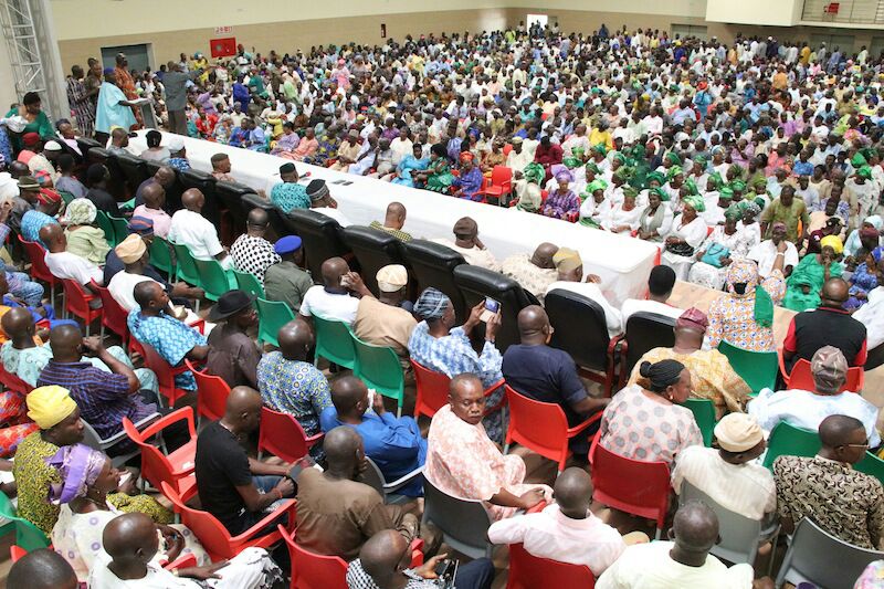 A cross-section of stakeholders of the People's Democratic Party, PDP at a meeting with Governor Olusegun Mimiko on Sunday, Nov 6, 2016 at The DOME, Akure