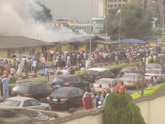 FAAN headquarters building on fire.