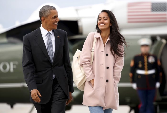 U.S. President Barack Obama and his daughter Malia walk from Marine One to board Air Force One upon their departure from O'Hare Airport in Chicago Malia Obama, Barack Obama