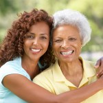 Senior Woman With Adult Daughter In Park