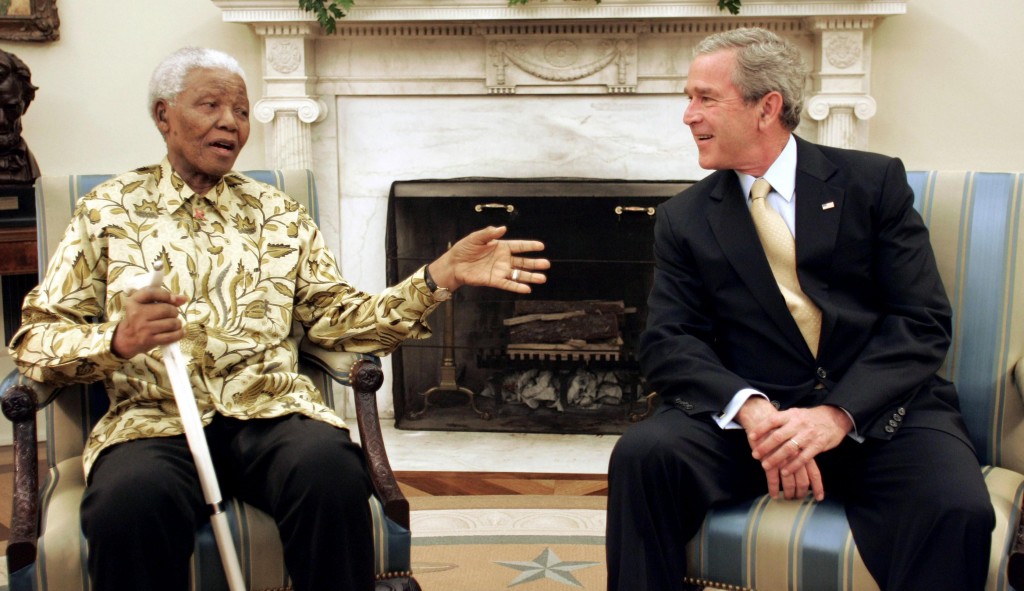Nelson Mandela and George  Bush The Trent