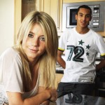 Portrait photoshoot – At home with Theo Walcott of England and Arsenal, with girlfriend Melanie Slade, exclusively photographed by FourFourTwo magazine – Please call Harriet Stewart – 0208 267 3033 for fee negotiation