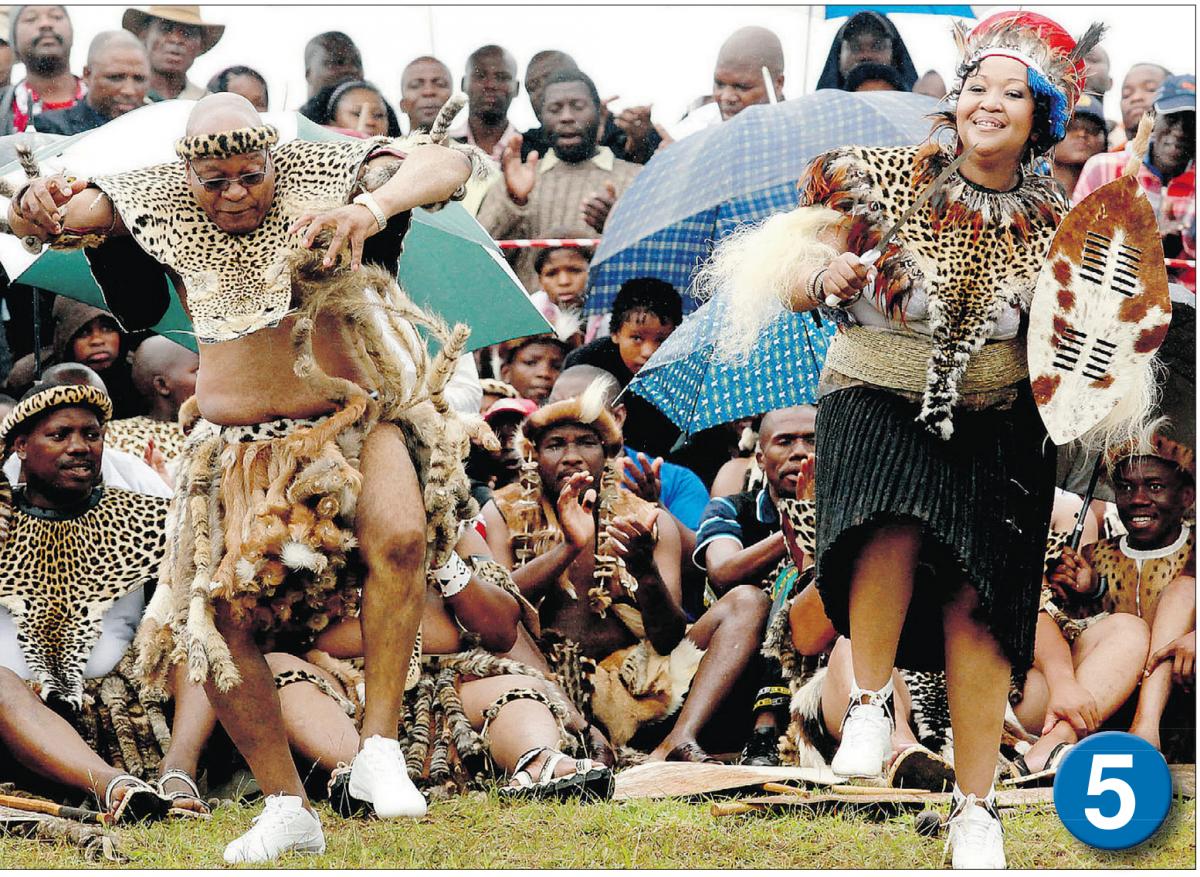 Jacob Zuma and wife at their traditional marriage ceremony