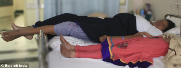 Hard to fit: Siddiqa Parveen, seen recovering after the successful operation which removed her tumour (Photo Credit: Daily Mail)