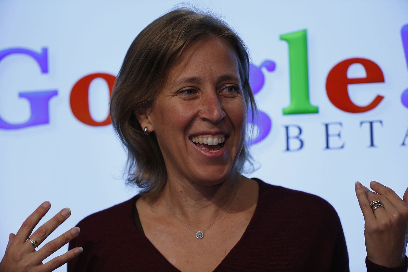 Susan Wojcicki, senior vice president of Ads and Commerce for Google, speaks at the garage where the company was founded on Google's 15th anniversary in Menlo Park, California September 26, 2013. REUTERS/Stephen Lam