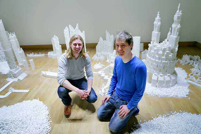 Sculptors Mark Revels and Brendan Jamison at the Northern Ireland version of Sugar Metropolis, November 2013 (Photo Credit: Project On Kickstarter)