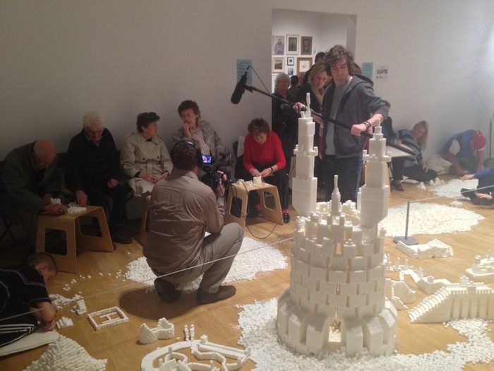 Intergenerational group building sculptures in the Northern Ireland version of Sugar Metropolis, November 2013 (Photo Credit: Project On Kickstarter)