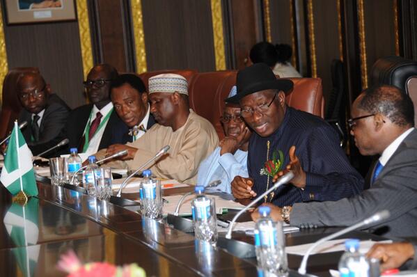 President Jonathan addressing issues during the bilateral meeting with Namibia