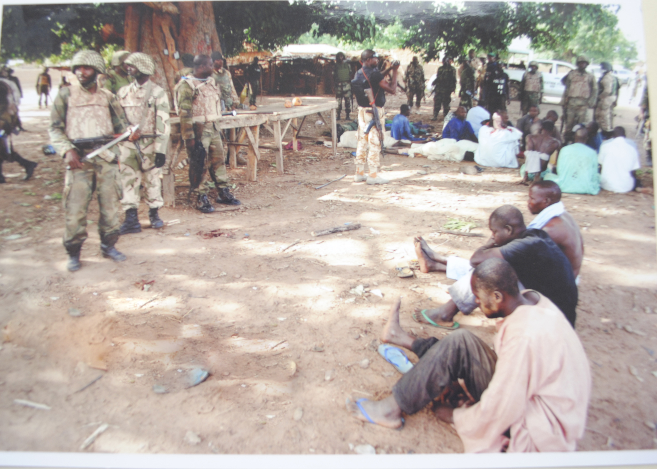 Some of the captured terrorists being interrogated