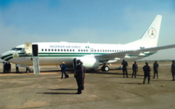 Presidential jet in Minna on Saturday, March 8, 2014 | Photo: Punch