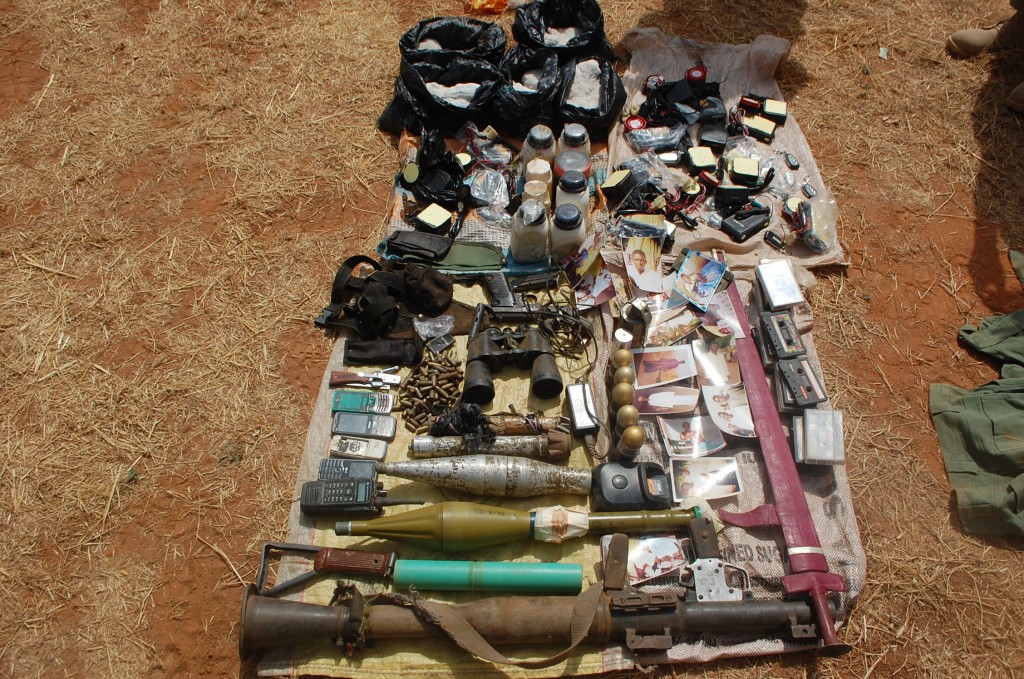 Rocket Propelled Grenade (RPG) Launchers, RPG bombs and other explosive materials seized from the terrorists2