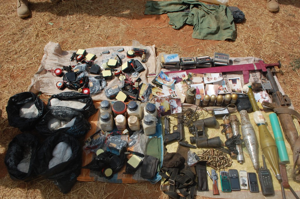 Rocket Propelled Grenade (RPG) Launchers, RPG bombs and other explosive materials seized from the terrorists2