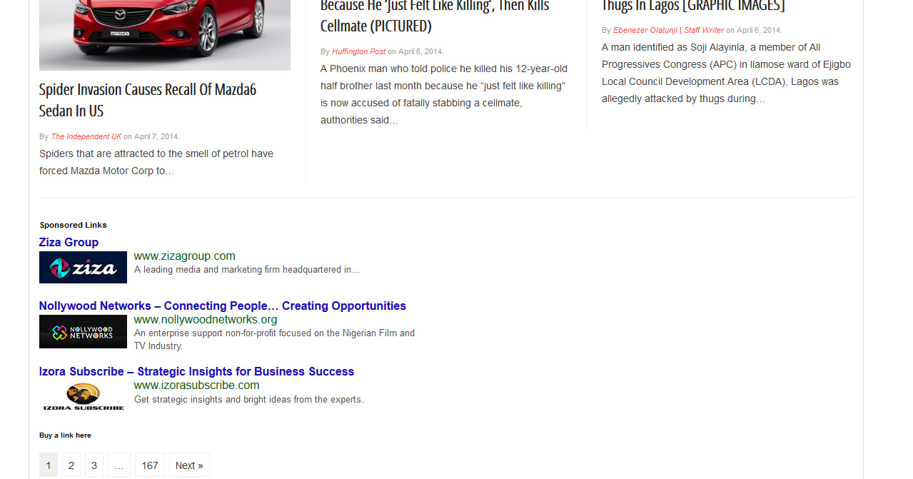 Category specific sponsored links