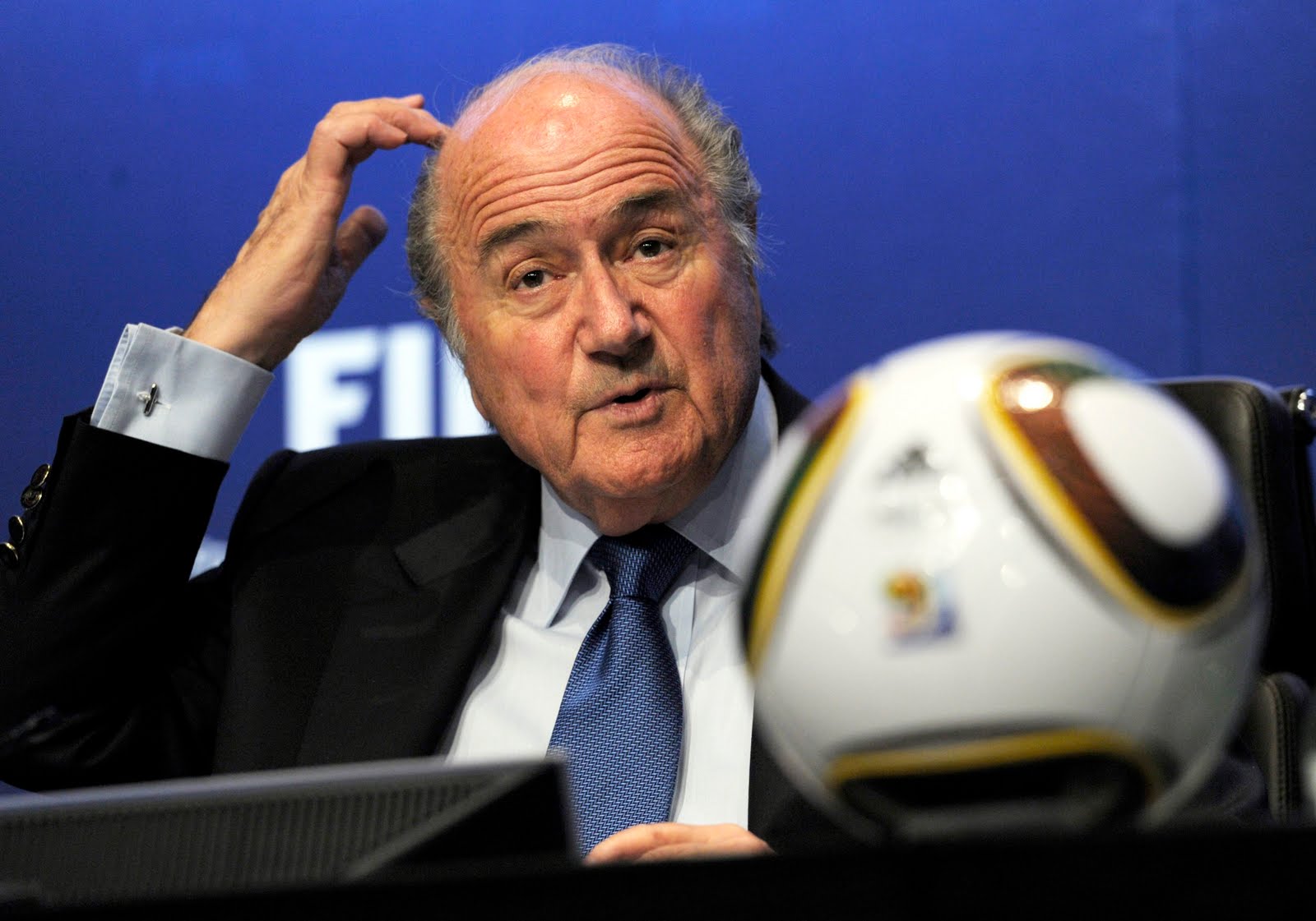 Sepp Blatter, FIFA President pictured at a news conference in an undated photo