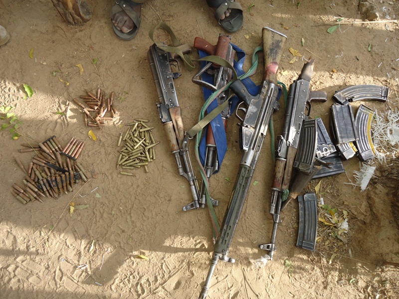 Some of the recovered rifles and ammunitions (DHQ Photo)