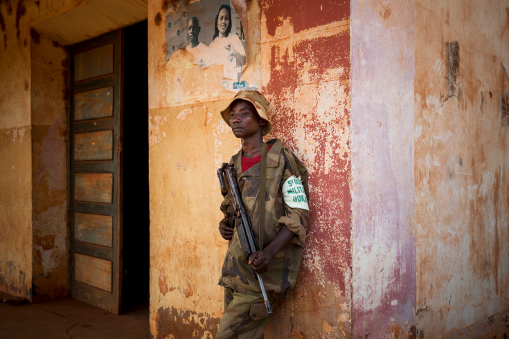 Bambari. Seleka fighters in their base in Bambari, are getting ready to travel to Grimari where Antibalakas are trying to attack the city that is the gate to the Ouaka region that is still controlled by ex Seleka. Ex-seleka general Ali Mahamat Darrassa is relatively appreciated for having fought and expelled others Seleka who were installing terror among the city communities. Sangaris troops trust him, thinking he is the only way to keep Ouaka region out of violence. (Photo Credit: William Daniels/Panos)