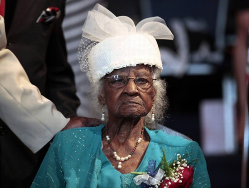 Jeralean Talley at the celebration of her 114th birthday