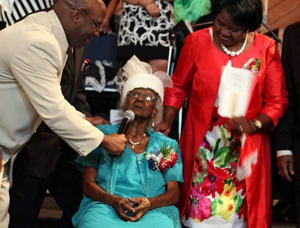 Jeralean Talley at the celebration of her 114th birthday