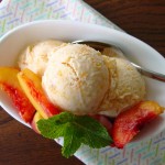 Poached Peach with Lemon Ice Cream 027