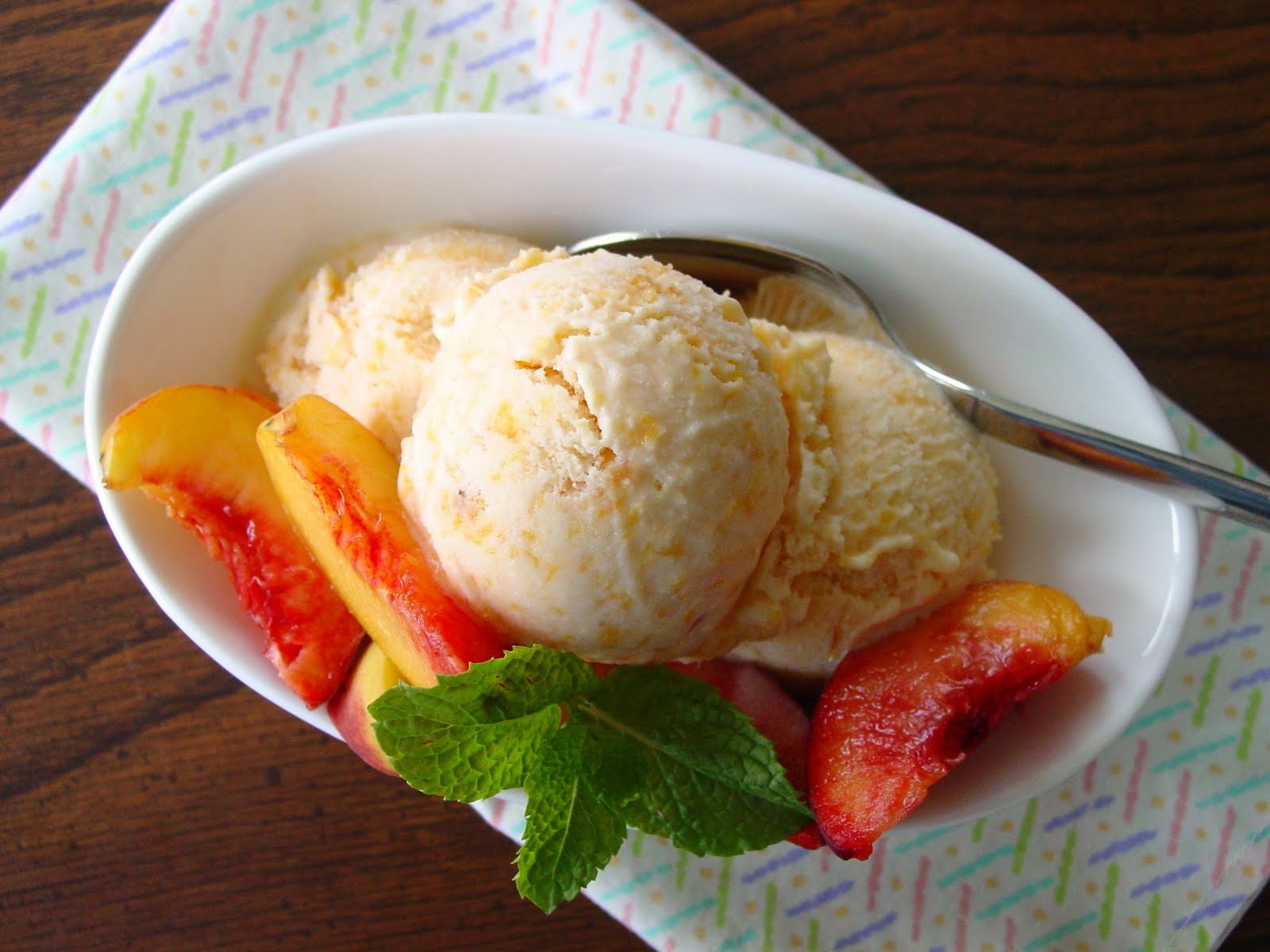 Poached Peach with Lemon Ice Cream 027