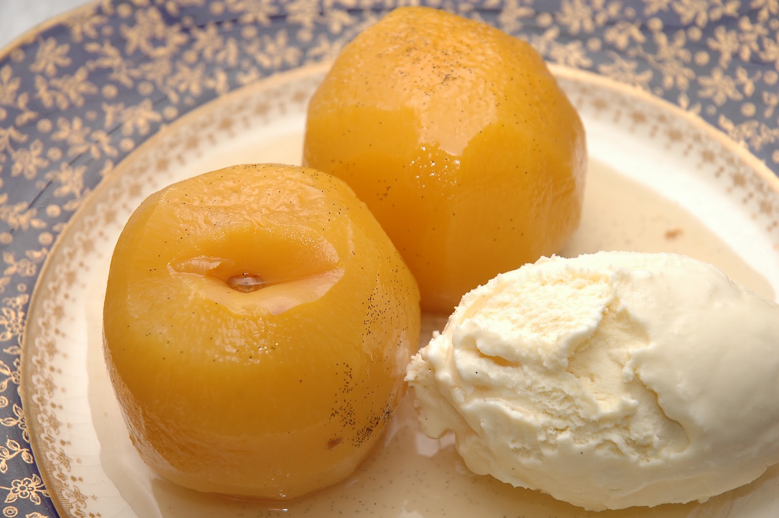 Poached Peaches and lemon ice cream 4