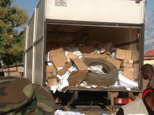 The Truck filled with ballot papers