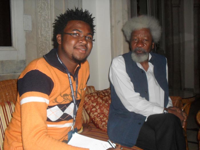 Onyeka Nwelue pictured with Professor Wole Soyinka (Photo Provided by Onyeka Nwelue)