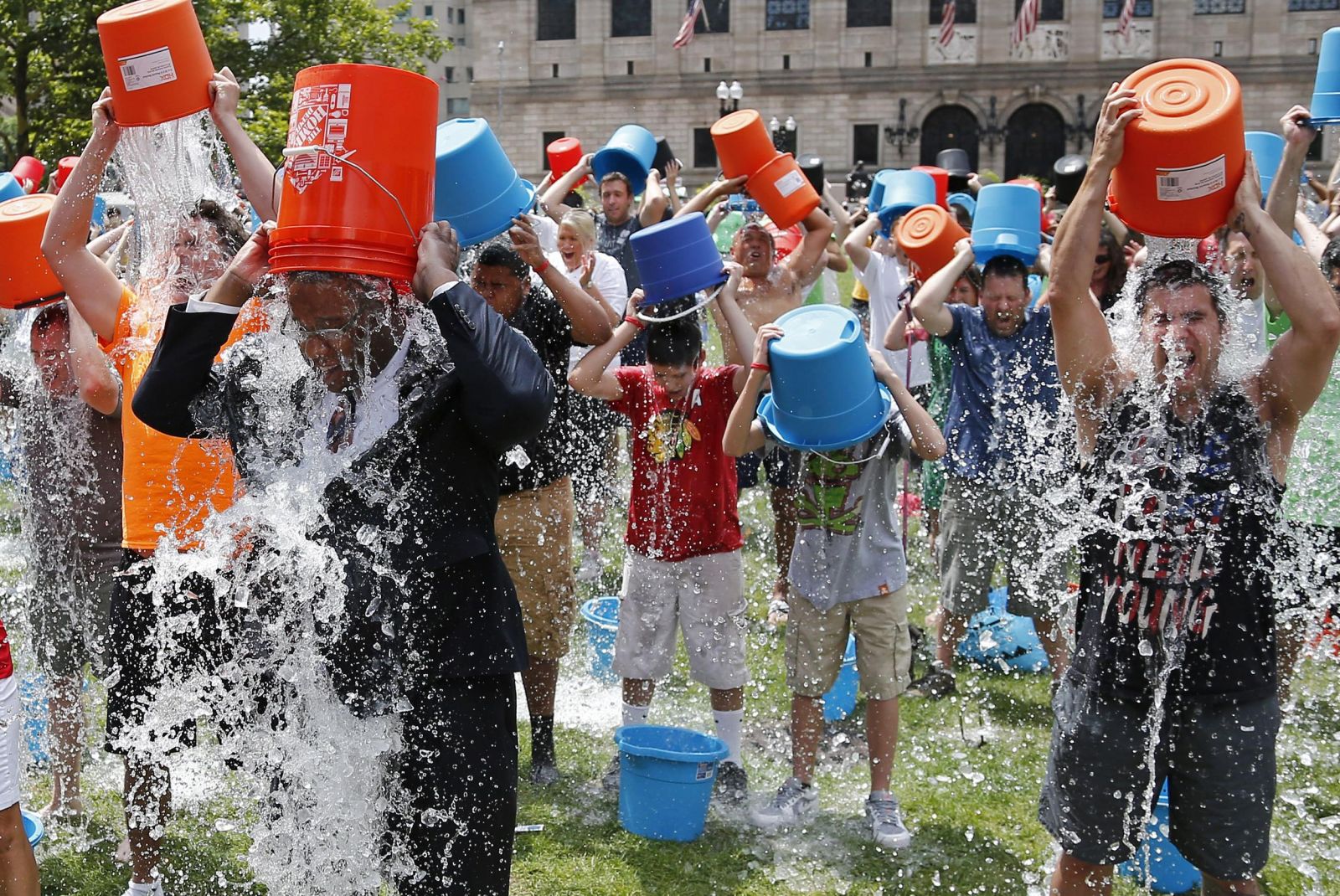 File Photo: A group performing the ALS Ice Bucket Challenge