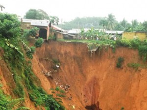 An area affected by erosion in Ikot Effanga, Cross River state on Wednesday, July 23, 2014 (Photo Credits: Punch News)