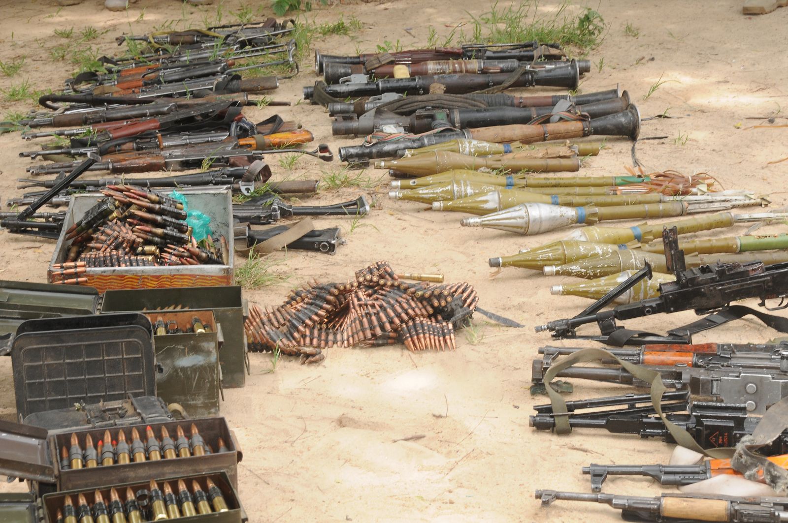 Assorted arms and ammunition captured from terrorists in Konduga (2)