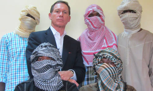 Australian negotiator Dr. Stephen Davis pictured with alleged Boko Haram commanders in 2013 (Photo Credit: News Rescue)