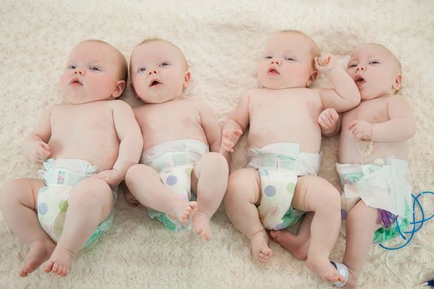 Identical quadruplets - Quadruplets: (L to R) Jake, Alfie, William and Sam were born in Newcastle in December (Photo credit: Mirror UK)