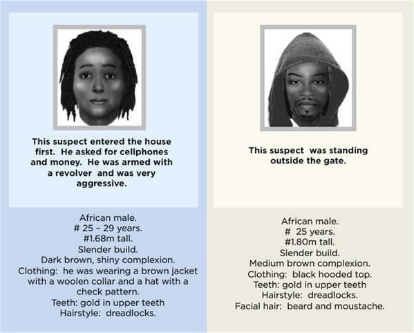 Detailed picture of the identikit of the suspected killers of South African goal keeper (Photo Credit: South African Police Headquaters)