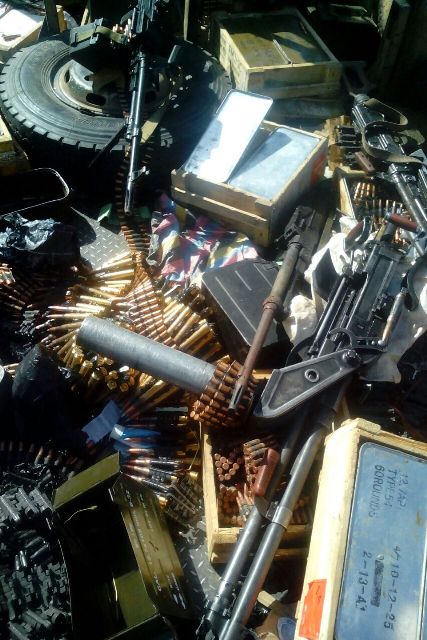 Cache of arms and ammunitions seized from the   terrorists (1)