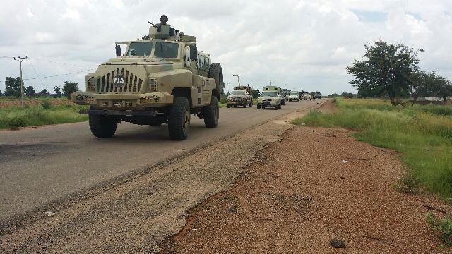 Column of patrol vehicles advancing during the   operation