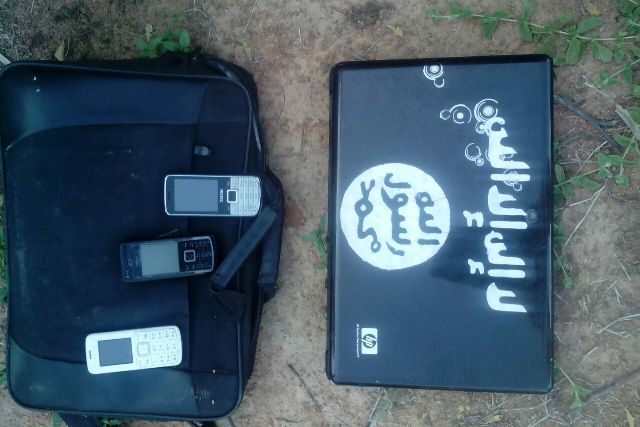 Laptops and phones seized from the terrorists