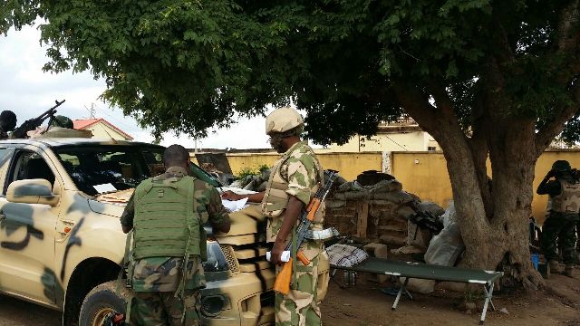 Troops at habour area after the recapture of Gombi   town