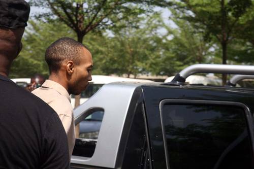 Ogwuche being led to DSS detention (Photo Credit: SR)