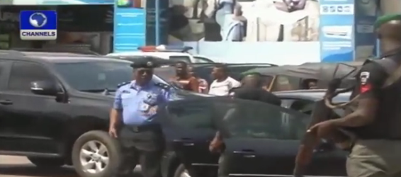 Commissioner of Police Abdulmajid Ali arrives at the scene of the incident | Screen grab from YouTube/Channels TV