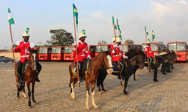 Some of the horses donated by the Anambra state governor, Chief Willie Obiano on Wednesday, December 3, 2014, to help beef up security in the state.