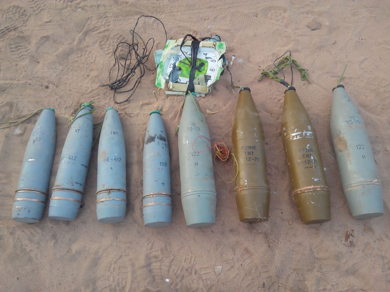 Primed Improvised Explosive Devices recovered from the vehicle. (Photo Credit: DHQ)