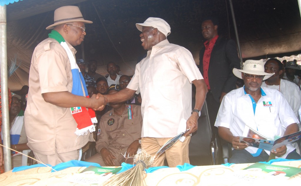 Engineer Chris Ogiemwonyi and Edo Governor Adams Oshimole pictured at the event November 28, 2014 (Photo Courtesy Chris Ogiemwonyi Campaign Organisation)