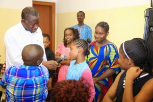 President Jonathan interacting with children today, at the Villa Chapel Sunday School on Sunday, January 18, 2015 (Photo Credit: Linda Ikeji)