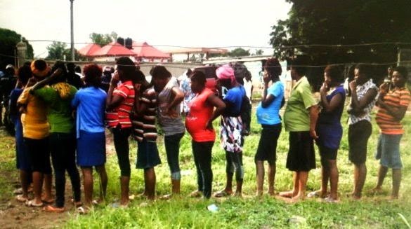 The 14 pregnant teenagers rescued from a baby factory in Abia state. (Photo Credit: City people news)