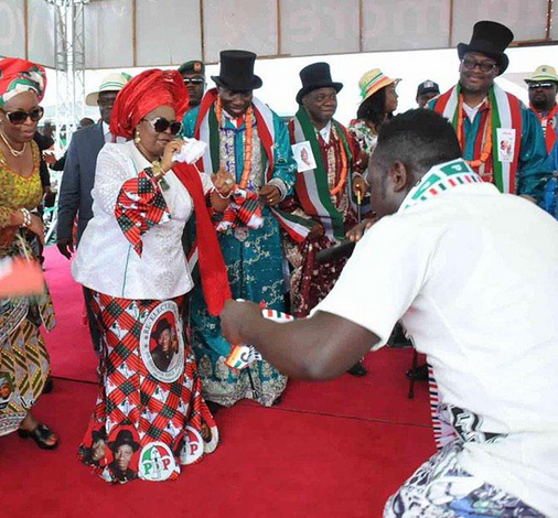 First Lady Dame Patience and other PDP chieftains at the Presidential rally in Bayelsa on Friday, February 6, 2015