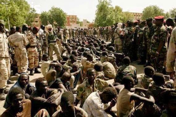 Members of Boko Haram captured by the Nigerian Military in Chad on Tuesday, February 24, 2015 (Photo Credit: Defense Headquarters)