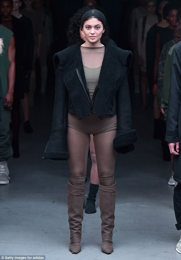 Kylie Jenner at Kanye West’s Adidas collection on Thursday, February 12, 2015 (Photo credit: Mail Online)