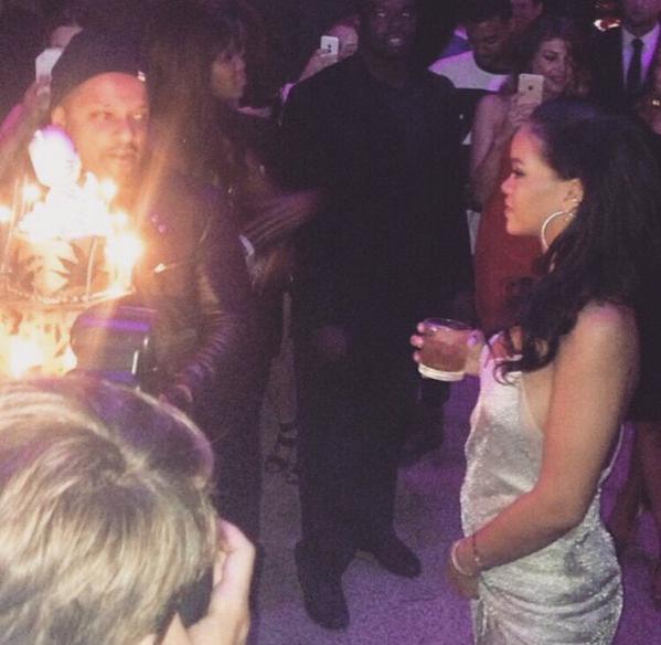 Rihanna at her 27th surprise birthday on February 20, 2015 ( Photo credit: Mail Online)