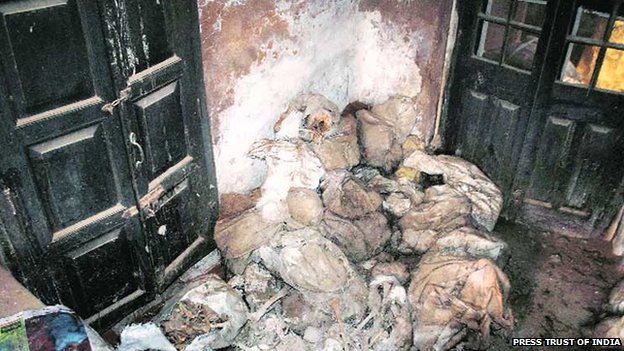 These bags filled with human body parts were found inside police station in India. (Photo Credit: Press Trust Of India)